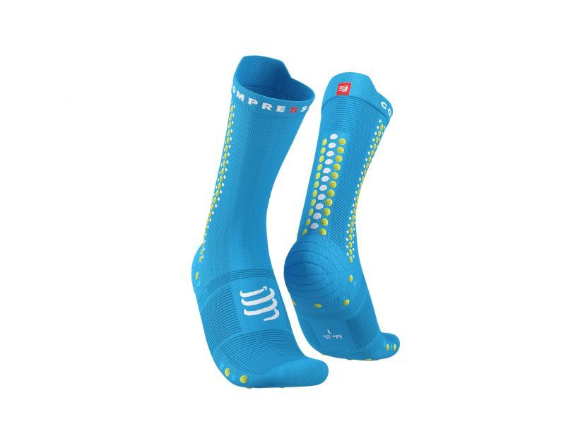 PRO RACING SOCKS V4.0 BIKE - FLUO BLUE/PRIMEROSE