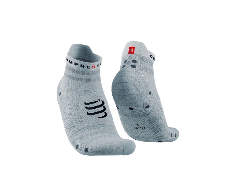 PRO RACING SOCKS V4.0 ULTRALIGHT RUN LOW - WHITE/ALLOY