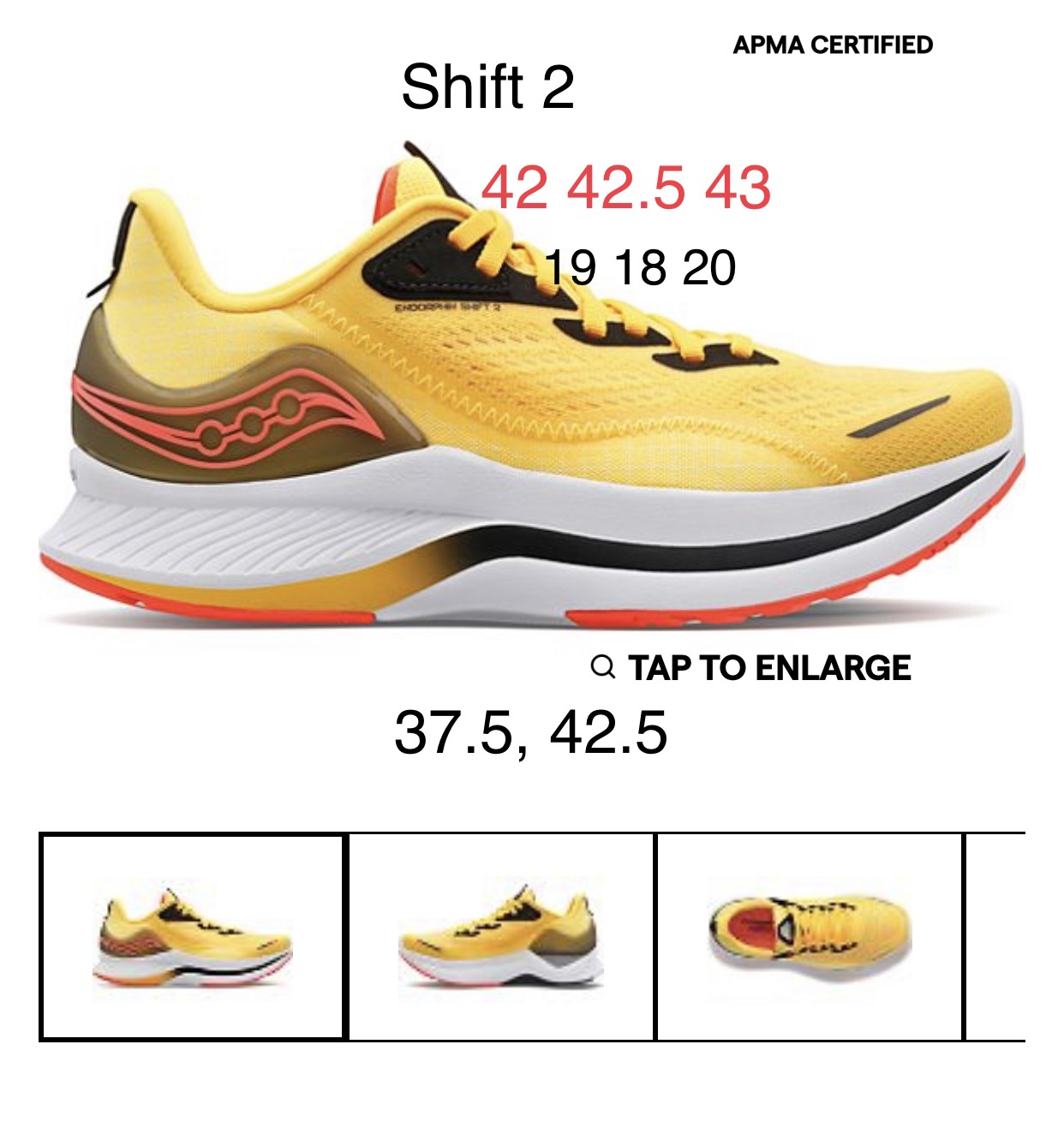 Saucony Shift 2 yellow