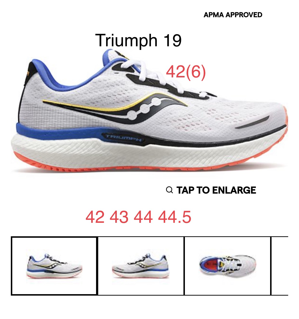 Saucony Triumph 19 white blue